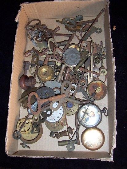 Appraisal: Sundry pocket watch cases movements clock keys etc