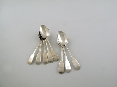 Appraisal: Paul Storr Eight Fiddle pattern dessert spoons five engraved 'ML'