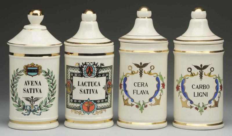 Appraisal: Lot of Early Apothecary Jars All with original lids Nice