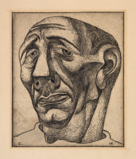 Appraisal: CHARLES WHITE - Untitled Head of a Man Etching circa