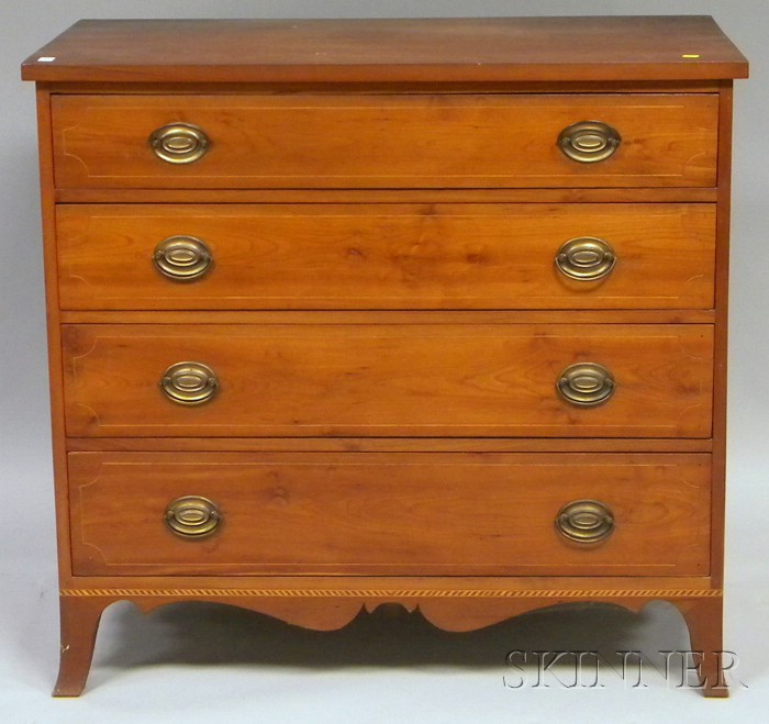 Appraisal: Federal-style Inlaid Cherry Four-drawer Chest ht wd in