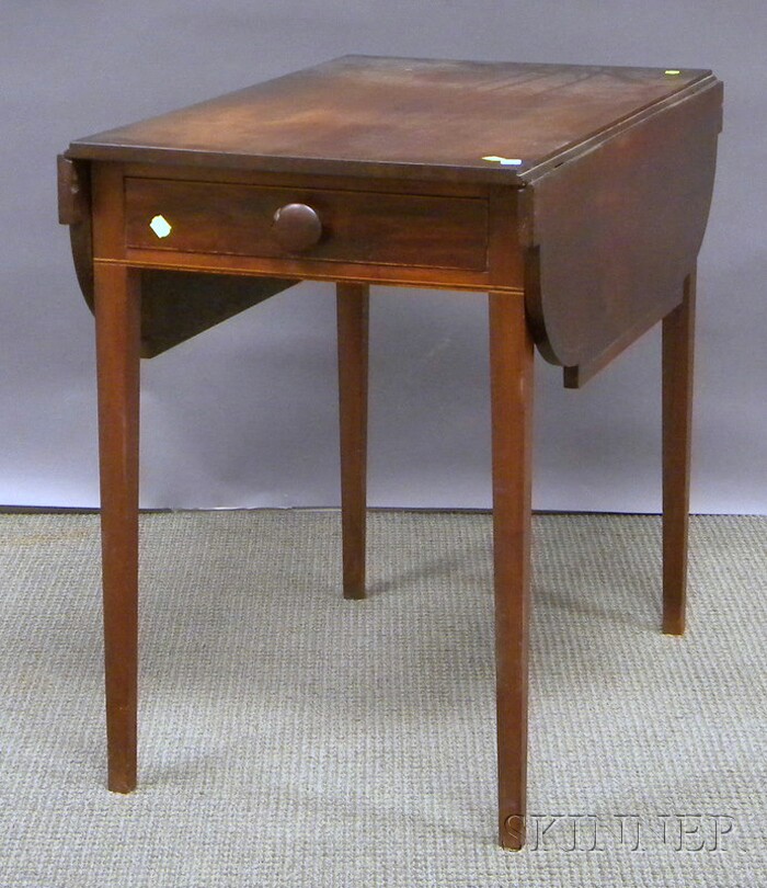 Appraisal: George III Inlaid Mahogany Drop-leaf Pembroke Table with End Drawer