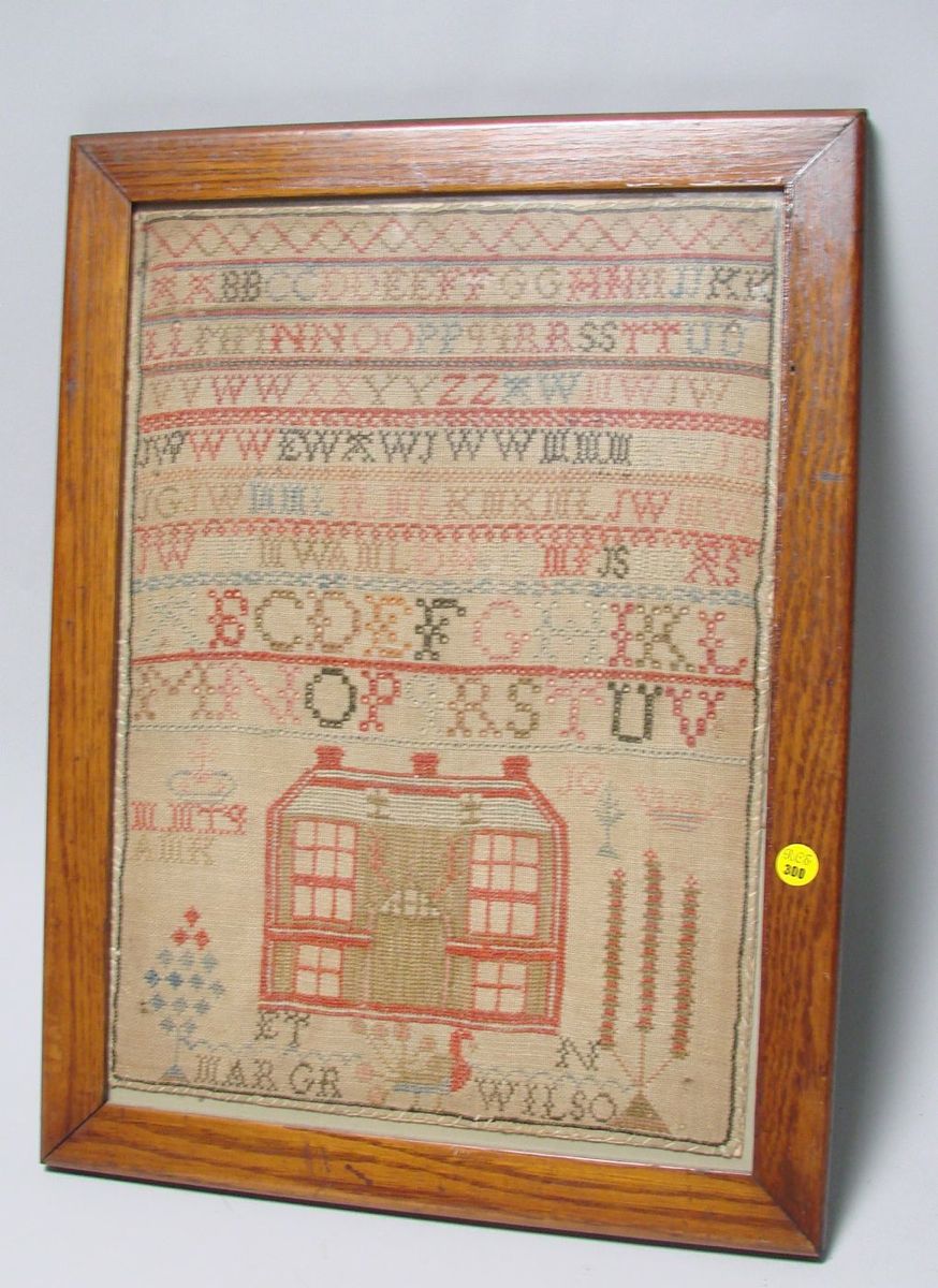 Appraisal: FRAMED NEEDLEWORK SAMPLER Circa Wrought by Margret Wilson Martha's Vineyard