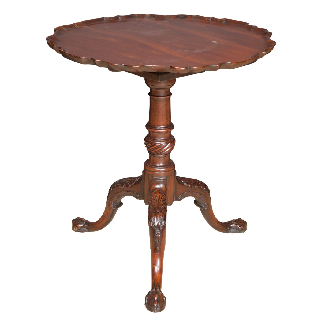 Appraisal: George II Mahogany Tilt-Top Tripod Table The dished serpentine circular