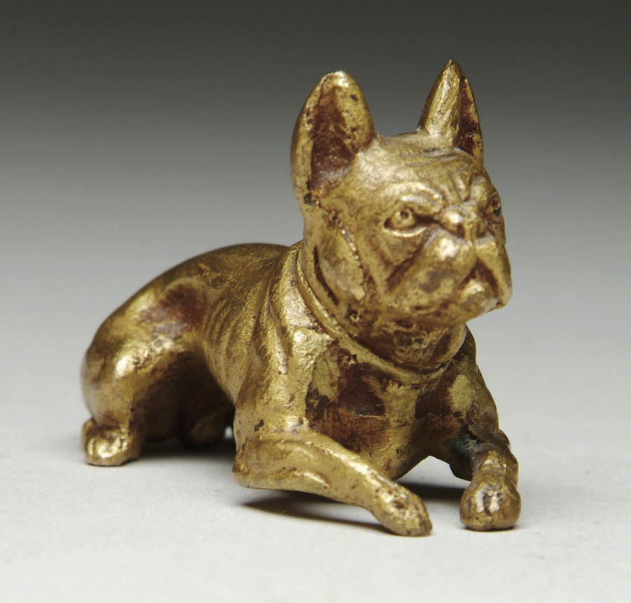 Appraisal: TIFFANY BRONZE BULLDOG PAPERWEIGHT Figural of a prone bulldog Signed