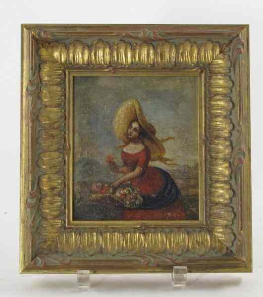 Appraisal: Continental School Painting of a Womanoil on pine panel unsigned