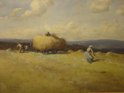 Appraisal: D J WALKER Saving the Hay signed and dated x