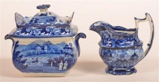 Appraisal: Two Pieces of Staffordshire Blue Transfer China Two Pieces of