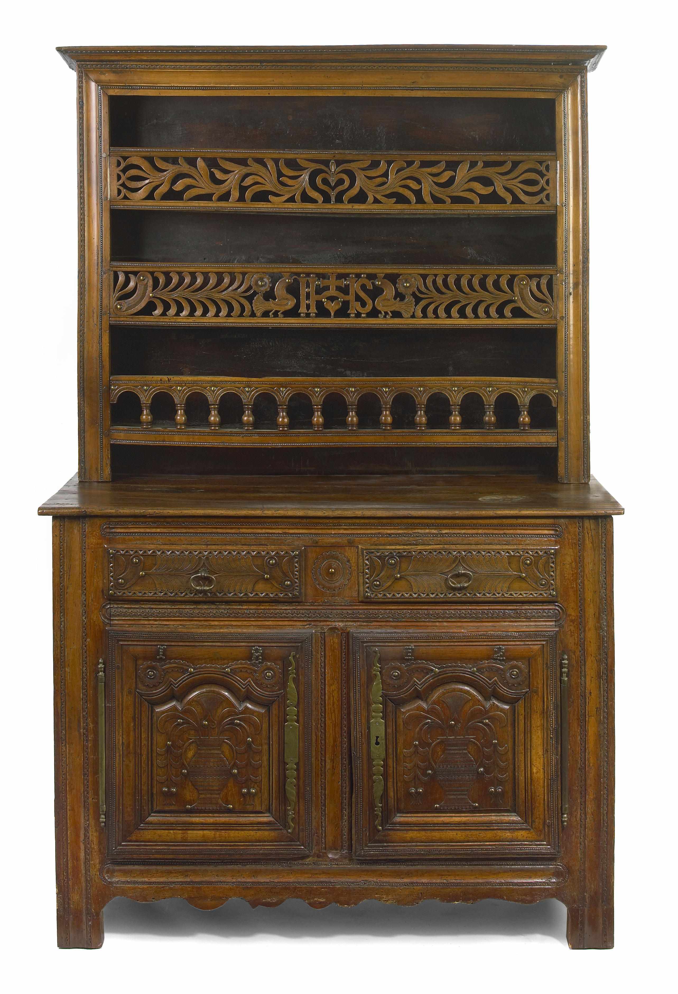 Appraisal: A Louis XV fruitwood vaisselier second half th centuryheight in