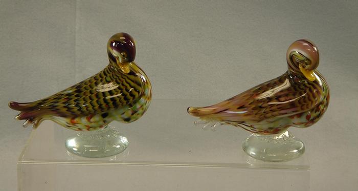 Appraisal: Two art glass duck figures with etched signature Tour D'Argent