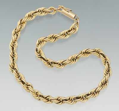 Appraisal: A Gentleman's Gold Bracelet k yellow gold twist rope chain