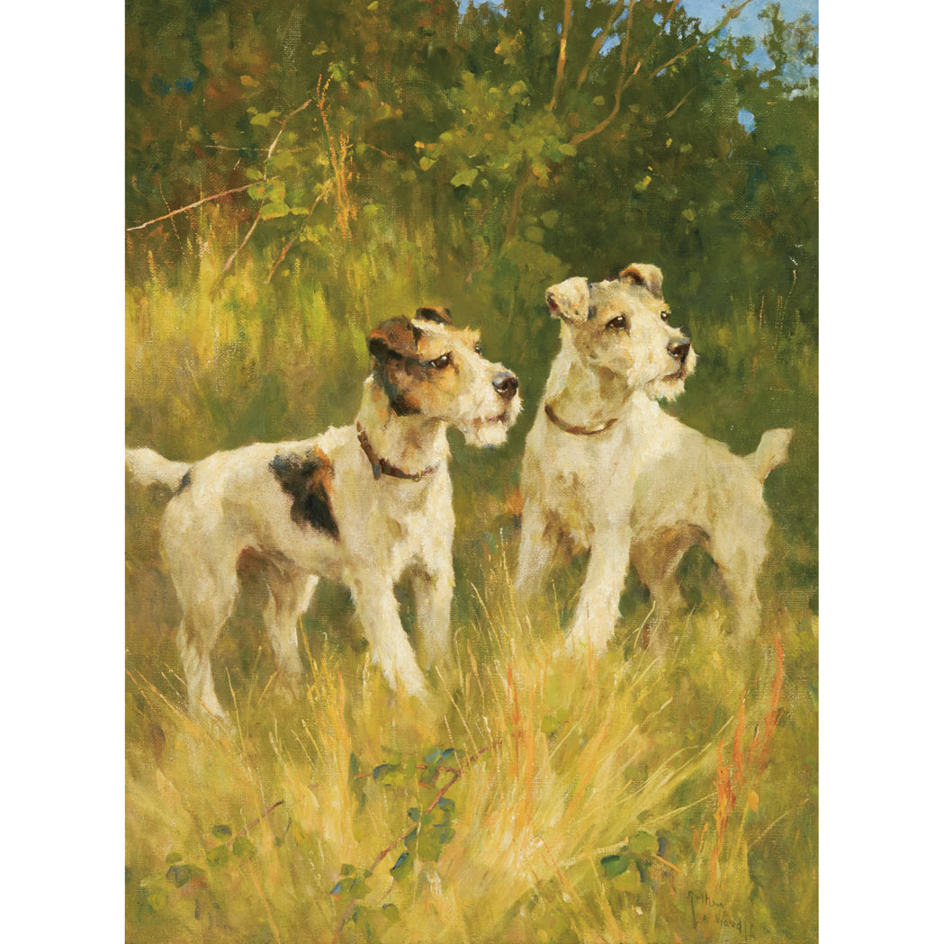 Appraisal: Arthur Wardle British - Two Fox Terriers in a Landscape