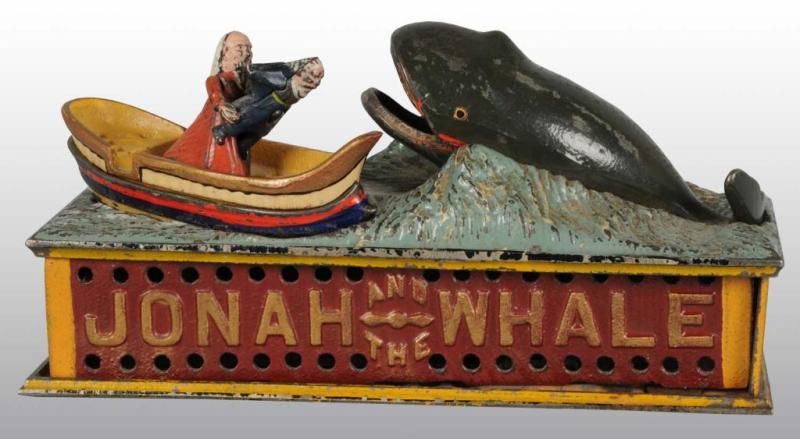 Appraisal: Cast Iron Jonah The Whale Mechanical Bank Description Manufactured by