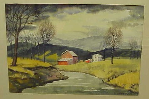 Appraisal: Ray Anthony Grathwol b watercolor on paper pastoral landscape with