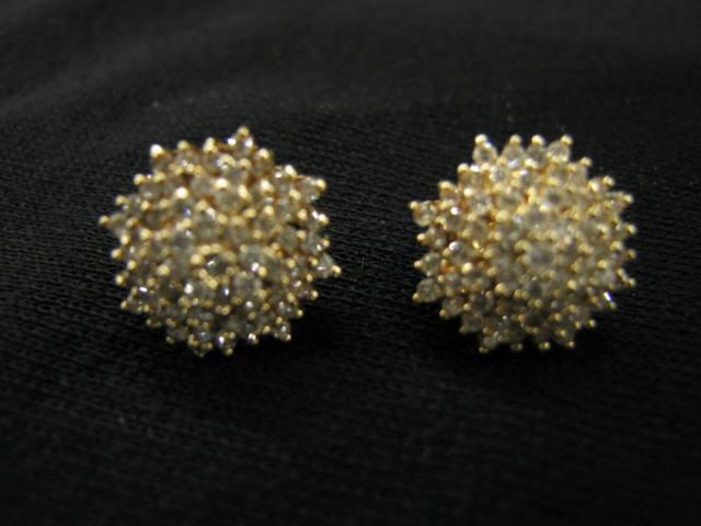 Appraisal: Diamond Earrings floral cluster style carats total K yellow gold