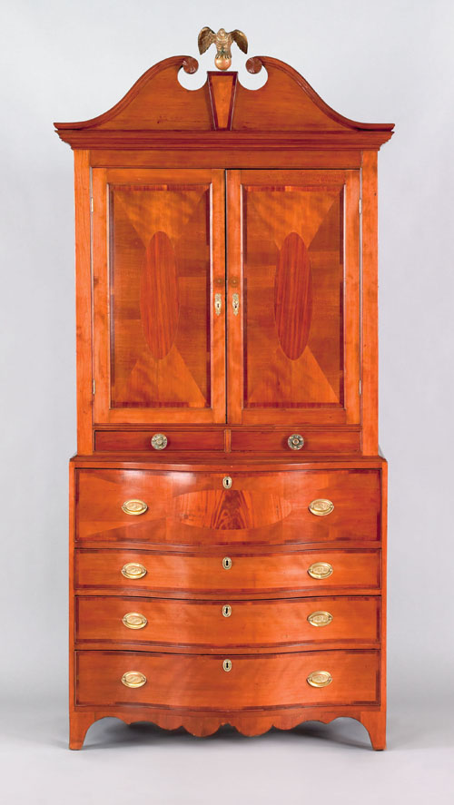 Appraisal: New Jersey Federal cherry two part linen press ca the