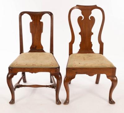 Appraisal: A walnut single chair with shaped upright splat to the