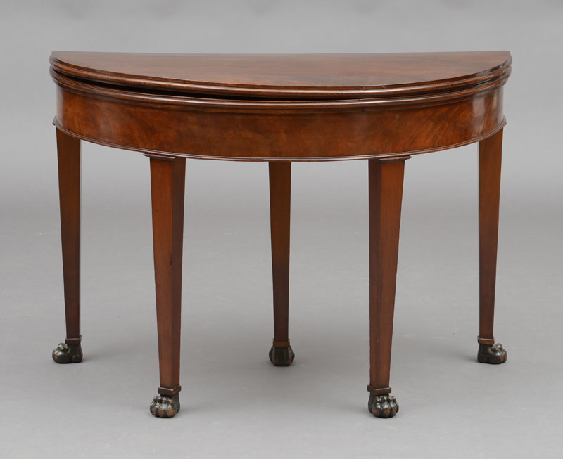 Appraisal: LOUIS PHILIPPE STYLE MAHOGANY D-SHAPED GAMES TABLE The molded hinged