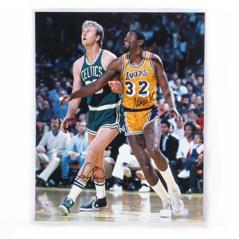 Appraisal: LARRY BIRD MAGIC JOHNSON AUTOGRAPHED X PHOTO FANATICSLarry Bird Magic