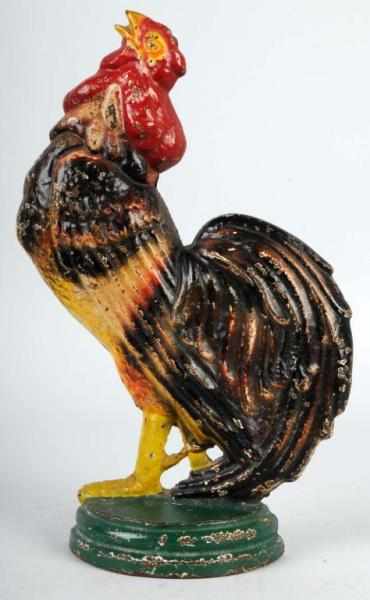 Appraisal: Cast Iron Rooster Crowing Doorstop Description Made by Littco Products