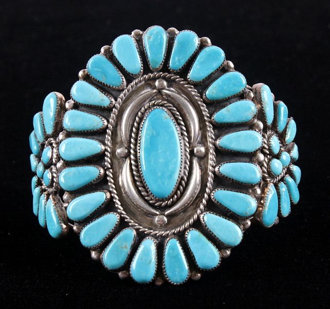 Appraisal: Navajo Signed Wilson Begay Sterling Stone Bracelet Included in this