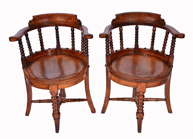 Appraisal: A SET OF SIX ASH AND ELM CAPTAINS TYPE ARMCHAIRS