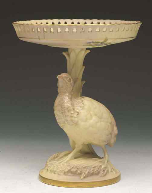 Appraisal: A ROYAL WORCESTER PORCELAIN TAZZA with pierced gallery naturalistic base