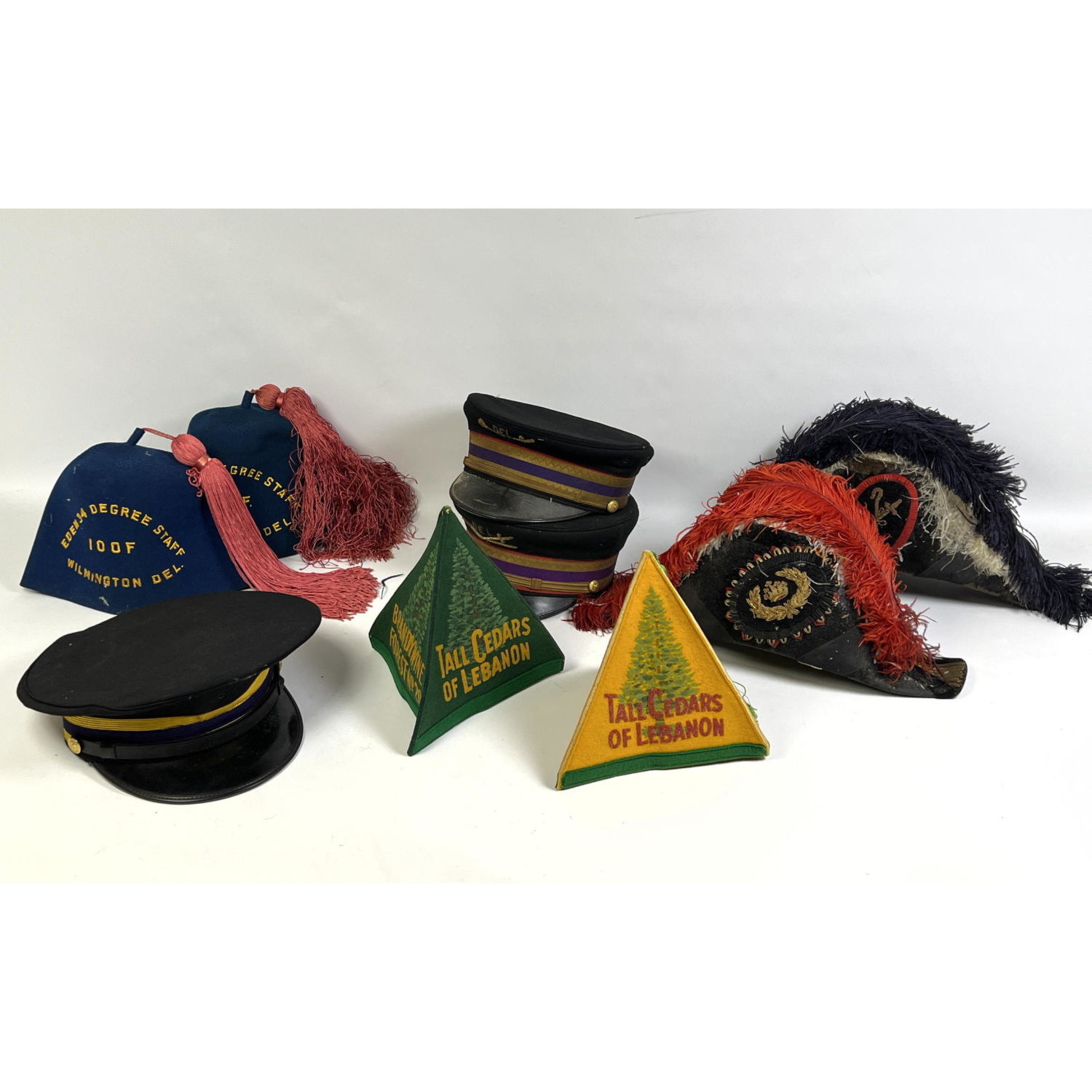 Appraisal: pc hats from Odd Fellows Eden Lodge Wilmington DE fez