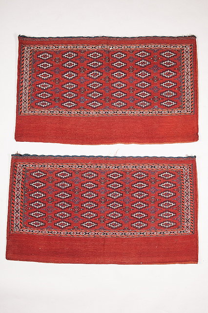 Appraisal: A PAIR OF YOMUT FLAT WEAVE JUVALS each decorated six