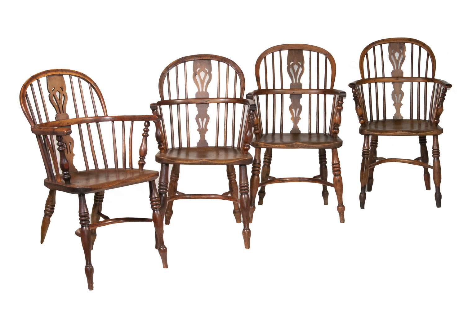 Appraisal: ENGLISH WINDSOR ARMCHAIRS Set of Mid- th c Elm and