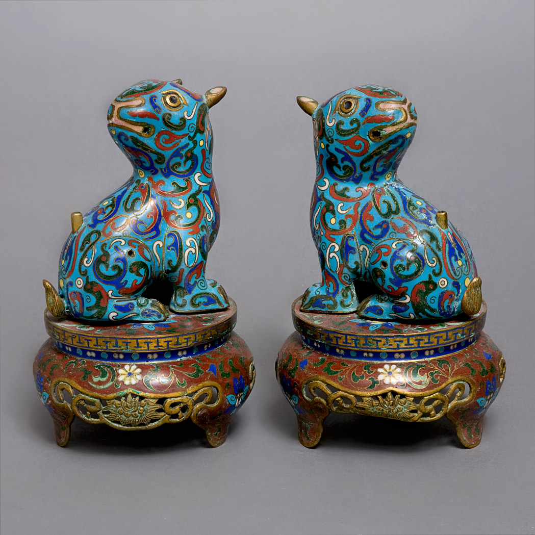 Appraisal: Pair of Chinese Cloisonne Animals Late th century Each seated