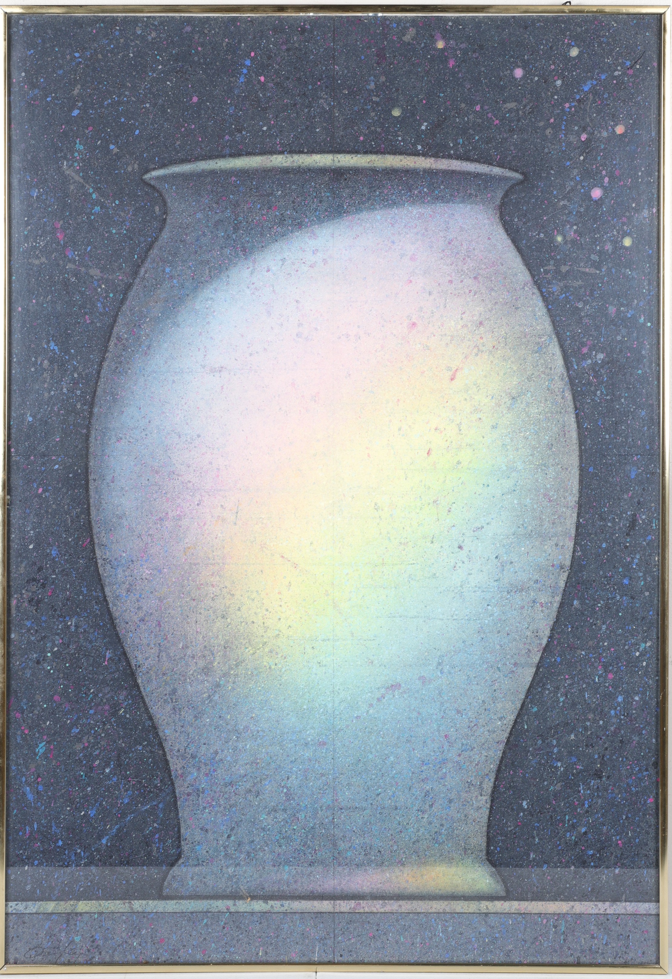 Appraisal: Robert Quigley th c American Painting Vase-Rainbow gouache on paper