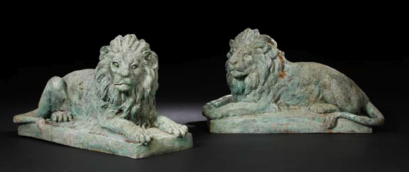 Appraisal: Large Pair of American Pale Verdigris-Patinated Cast-Iron Balustrade Finials in