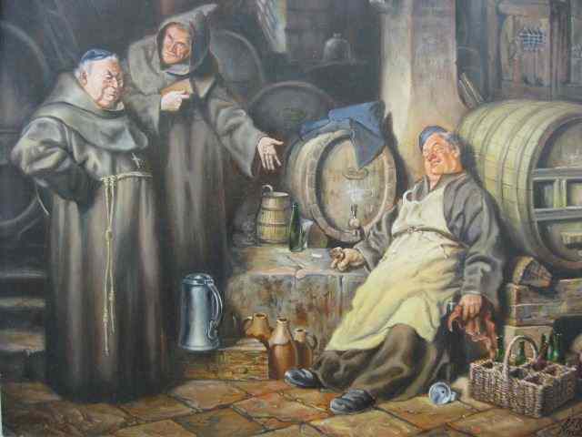 Appraisal: Klaus Strubel Oil ''Look What We Have Here'' a drunken