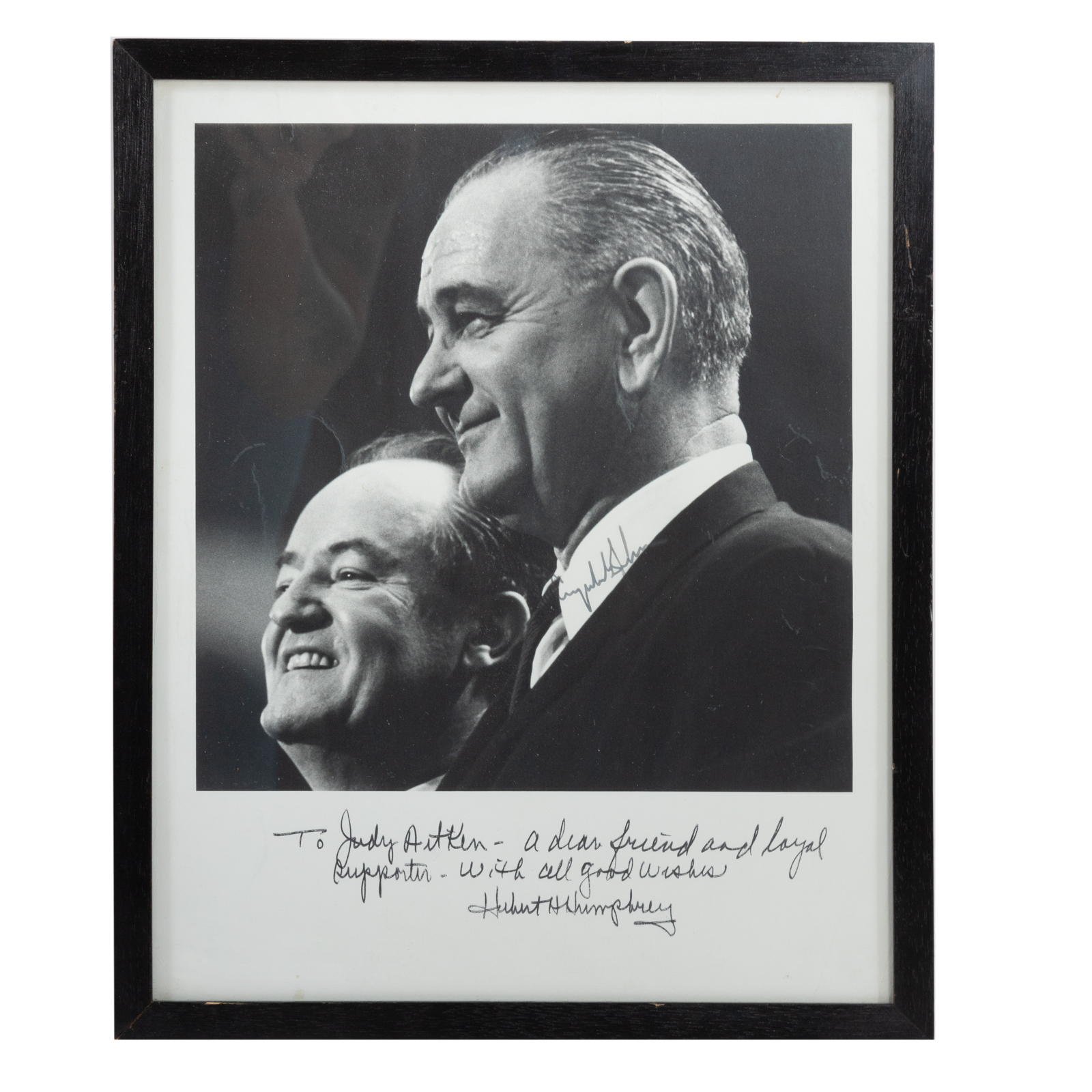 Appraisal: HUBERT HUMPHREY LYNDON JOHNSON PHOTO SIGNED Lyndon Baines Johnson -