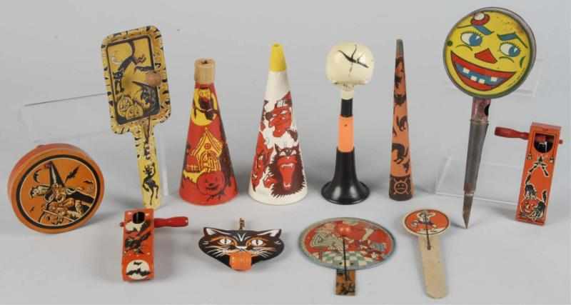 Appraisal: Lot of Vintage Halloween Noisemakers Description Includes six tin and