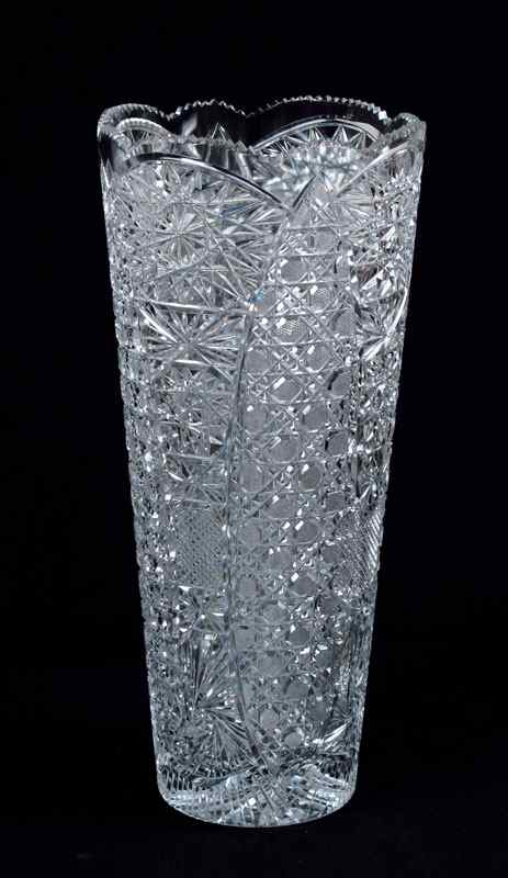 Appraisal: BOHEMIAN CUT GLASS VASE '' tall