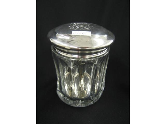 Appraisal: Antique Glass Tobacco Jar with Sterling Silver Cover excellent