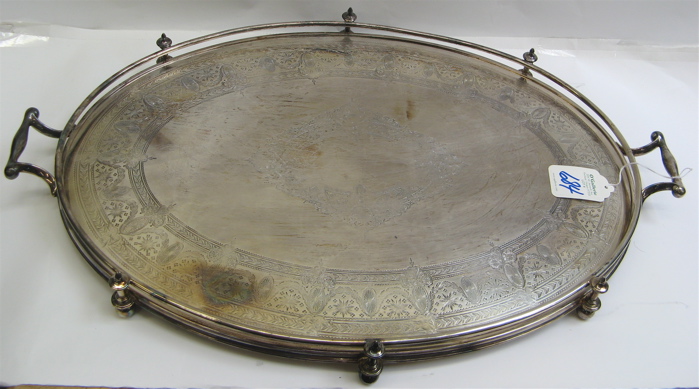 Appraisal: BRITISH ELECTO-PLATED NICKEL SILVER BUTLER'S SERVING TRAY Oval shape with