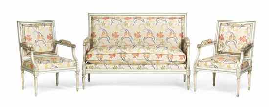 Appraisal: A Louis XVI Style Painted Parlor Suite th century comprising