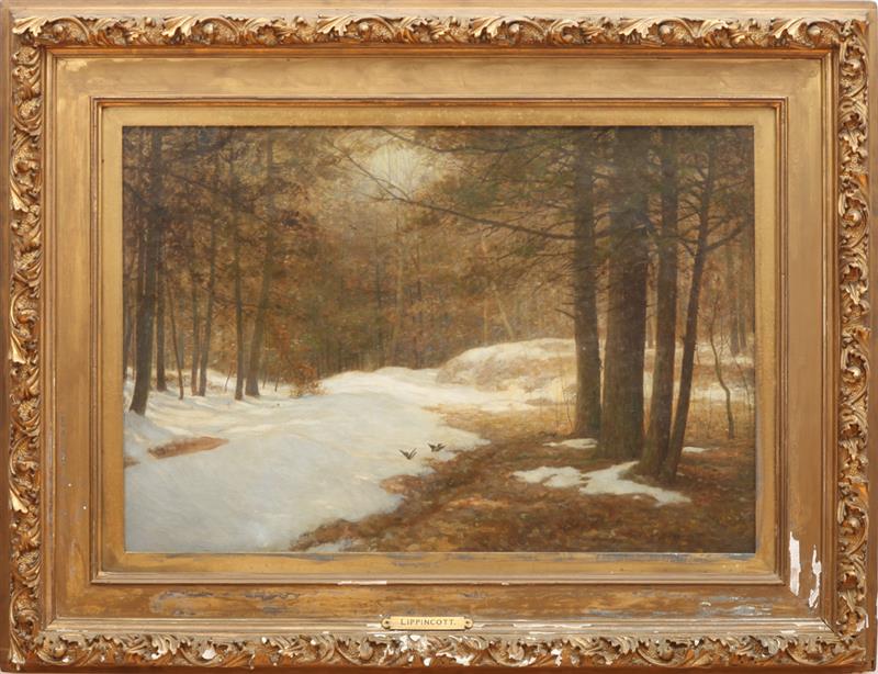 Appraisal: WILLIAM HENRY LIPPINCOTT - WINTER LANDSCAPE Oil on canvas signed