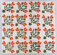 Appraisal: GOOD COLORFUL APPLIQUED TULIP QUILT Sixteen large square blocks with