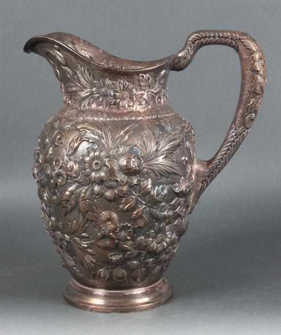 Appraisal: American sterling silver repousse water pitcher S Kirk Son Inc