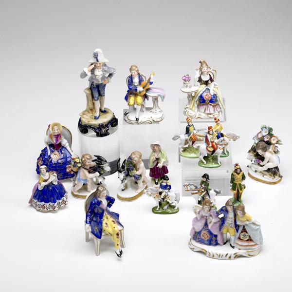 Appraisal: PORCELAIN MINIATURES Grouping of seventeen German or French miniatures depicting