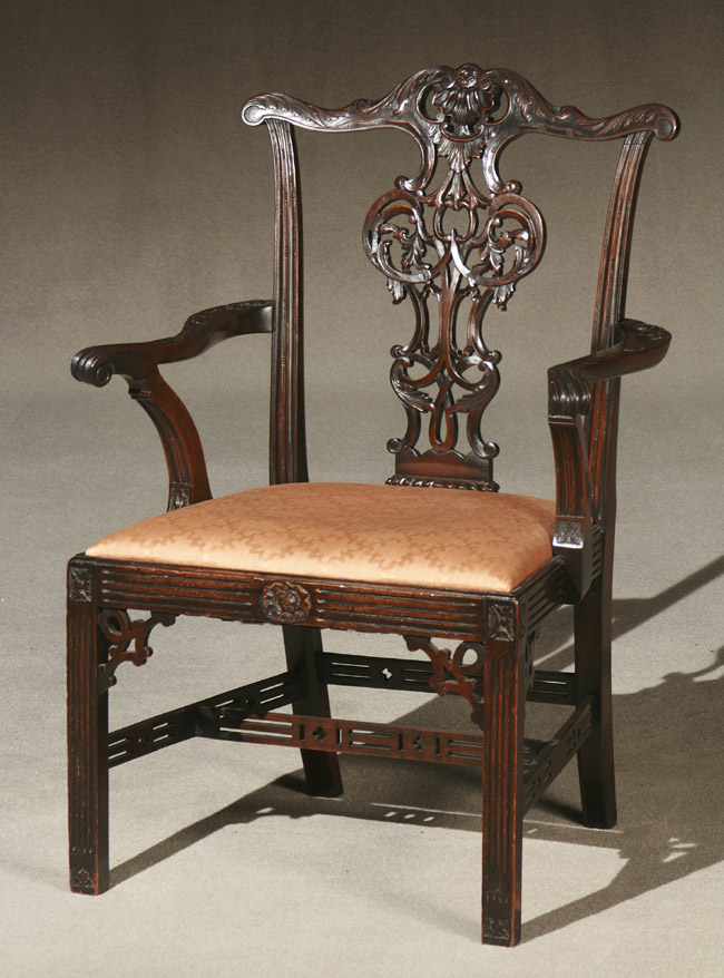 Appraisal: George III Style Mahogany Armchair Late th Century The slip