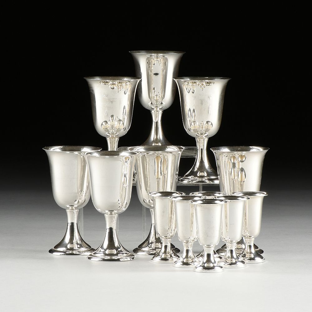 Appraisal: A GROUP OF NINETEEN AMERICAN STERLING SILVER LIQUEUR CUPS VARIOUS