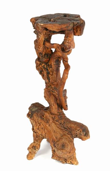 Appraisal: A gnarled wood pedestal height in