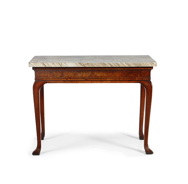 Appraisal: AN ANTIQUE MARBLE TOPPED SIDE TABLE the grey veined white