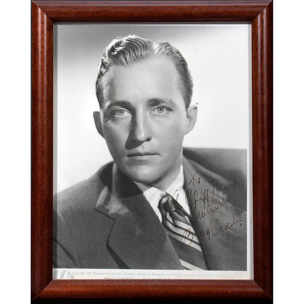 Appraisal: Bing Crosby Original autographed inscribed photograph Size x Condition Showing