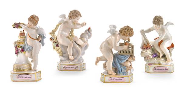 Appraisal: A group of four Meissen porcelain models of Devisenkinder after